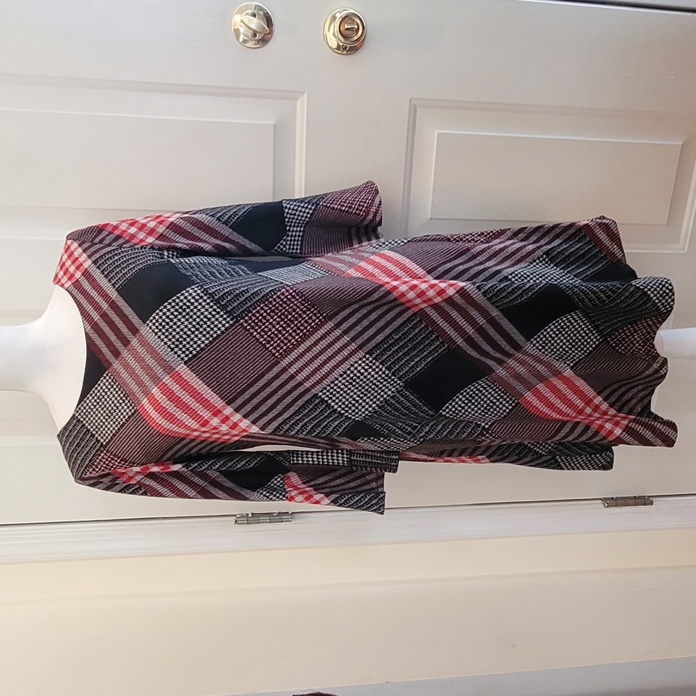 NWT Sandra Darren Plaid Bell Sleeves Dress Size SP